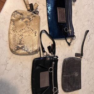 Coach Women's Gold, Black, and Gray Wristlet Collection